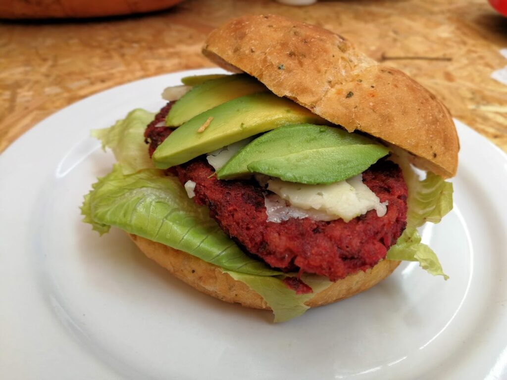 Hamburguesa de remolacha y arroz, realmente deliciosa